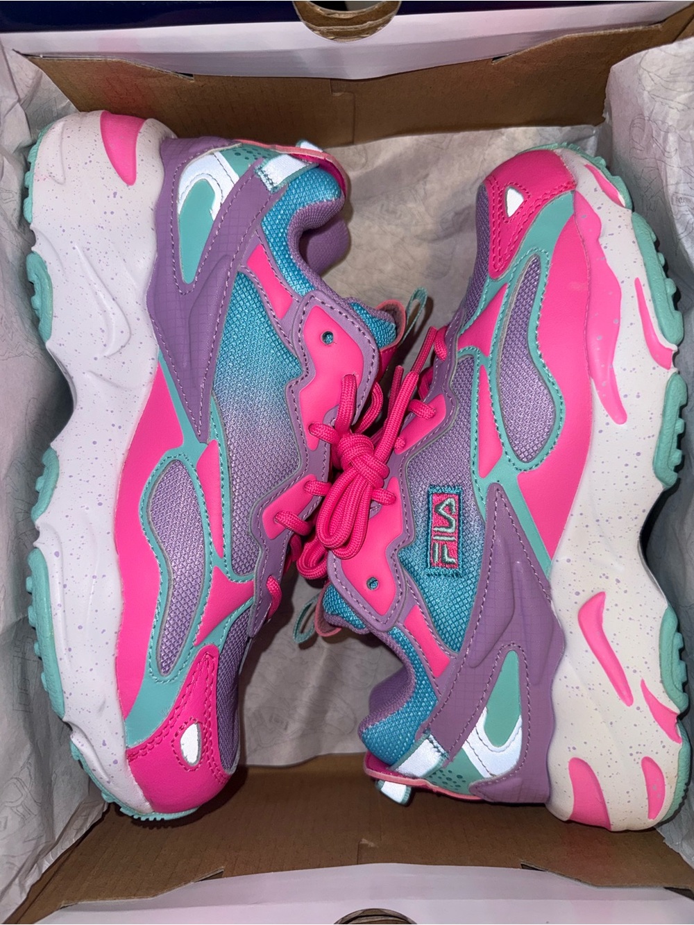 Fila Kids Pink Purple Teal Chunky Athletic Sneakers